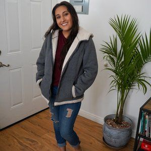 Gray and White Weatherproof Jacket